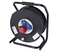 EMOS Enrouleur de câble de Chantier Industriel de Camping avec 3 Prises avec couvercles rabattables (1 x CEE, 2 x Contacts de Protection), IP44 pour extérieur, Prise CEE