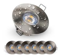 EMOS Exclusive Spot LED Encastrable exterieur, étanche IP44, 5 Watt, 370 Lumen | LED spot Salle de Bain, locaux humides, blanc chaud 3000K | Lot de 6 Spot encastrable extra plat rond, argenté