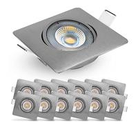 EMOS Exclusive Spot LED Encastrable | Lampe Plafond Orientable 50° LED Spot Blanc chaud 3000K | Lot de 12 Spots LED Extra Plat carré 5 Watt (5W) / 450 Lumens, Argenté