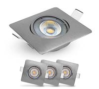 EMOS Exclusive Spot LED Encastrable | Lampe Plafond Orientable 50° LED Spot Blanc chaud 3000K | Lot de 3 Spots LED Extra Plat carré 5 Watt (5W) / 450 Lumens, Argenté