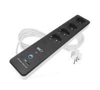 EMOS GoSmart Smart Home Bloc multiprise, 4 Prises, avec WiFi et Application, 2 m, avec 2 Ports USB (USB-C, USB-A), Interrupteur, wattmètre et minuterie, Compatible avec Alexa, Google Assistant