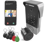 EMOS GoSmart sonnette vidéo avec application, connexion Ethernet 1 fil, étanche, caméra FullHD 2Mp, avec code. serrure, sonnette, alimentation, puces RFID, H4034