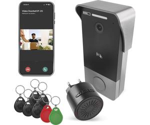EMOS GoSmart sonnette vidéo avec application, connexion Ethernet 1 fil, étanche, caméra FullHD 2Mp, sonnette incluse, bloc d'alimentation, puces RFID, H4033