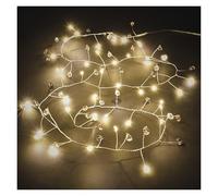 EMOS - Guirlande LED en verre de 120 cm - Pierres précieuses et 40 LED blanc chaud sur fil en grappe - Minuterie 6/18 h - Câble de 30 cm - Fonctionne avec piles (3 x AA) - Durée de vie : 10 000 h