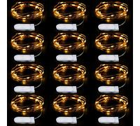 EMOS Guirlande Micro LED en fil de cuivre 2m, 20 LED, guirlande LED à pile CR2032 | LED Guirlande lumineuse chambre, Intérieur Deco pour Mariage, Noël, Fête, couleur blanc chaud | Lot de 12 pièces