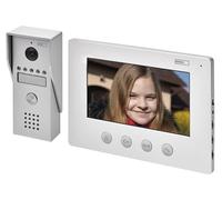 EMOS H2050 - Sonnette vidéo étanche avec Vision Nocturne - Moniteur avec écran Couleur LCD de 7" - Installation Facile à 2 Fils - Blanc et argenté