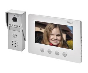 EMOS H2050 - Sonnette vidéo étanche avec Vision Nocturne - Moniteur avec écran Couleur LCD de 7" - Installation Facile à 2 Fils - Blanc et argenté