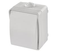 EMOS Interrupteur à bascule étanche pour cage d'escalier - Couleur blanche - 250 V ~ / 10 AX - Plastique - Montage mural e protection IP54 pour l'extérieur