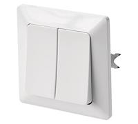 EMOS Interrupteur double en blanc (brillant) pour éclairage 250 V~/10 AX - Double interrupteur en plastique - Sans boîte encastrée e protection IP20 pour l'intérieur