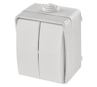 EMOS Interrupteur double pour éclairage en saillie avec 2 interrupteurs à bascule - En plastique - 250 V~/10 AX - Pour extérieur - IP54