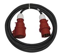 Rallonge CEE 5 pôles mâle / 10m / 5X 16 A / 400V / 3 phases / 2,5 mm / IP44 / noir