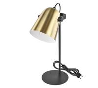 EMOS - Lampe de bureau design NINA en métal avec douille E27 - Lampe de table vintage pour ampoule E27 - Lampe de chevet avec câble de 150 cm et prise européenne - Lampe de lecture sans ampoule - Or