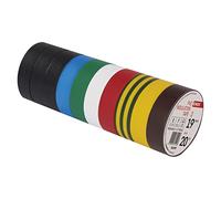 EMOS Lot de 10 rubans isolants en PVC - 19 mm x 20 m - 0,13 mm d'épaisseur - Auto-adhésif - Haute résistance diélectrique et plage de température d'application - Résistant aux UV - Connexion étanche -