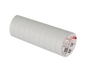 EMOS Lot de 10 rubans isolants en PVC - Blanc - 19 mm x 20 m - 0,13 mm d'épaisseur - Haute résistance diélectrique et plage de température d'application - Résistant aux UV - Connexion étanche - Sans