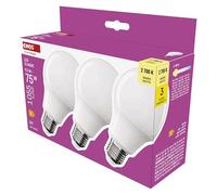 EMOS Lot de 3 ampoules LED A60 9,5 W de remplacement pour ampoule de 75 W, ampoule classique avec culot E27, luminosité 1055 lm, blanc chaud 2700 K, durée de vie 30 000 h, IRC min. 80, angle de