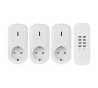 EMOS - Lot de 3 Prises télécommandées avec télécommande - 3 Prises Schuko - Portée 25 m - 230 V, 4,35 A, 1000 W - IP20 pour l'intérieur - Blanc