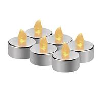 EMOS Lot de 6 bougies chauffe-plat LED argentées sans flamme avec effet vacillant, décoration pour Noël, arbre de Noël, Toussaint, IP20 pour l'intérieur, avec batterie, blanc chaud DCCV12
