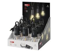 EMOS Lot de 9 ampoules LED rechargeables - Étanche - Fonctionne avec piles - Avec crochet et 3 modes d'éclairage - Pour extérieur, jardin, camping, décoration, panne de courant - Noir