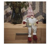 EMOS Lutin de Noël à LED - 4 LED - Décoration de Noël - Nain assis avec longue barbe et bonnet pointu - Lutin lumineux avec jambes suspendues - 18 x 27 cm - Couleur de lumière blanc chaud - Fonctionne
