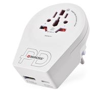 EMOS Mini Adaptateur de Voyage USB World to Europe, Type I, A/B, G, J, L, N | SKROSS Adaptateur adaptateur universel avec USB pour une charge sûre dans plus de 90 pays avec prise Schuko/française