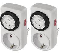 EMOS Minuterie mécanique Schuko avec Interrupteur, Prise intérieure programmable avec 48 Cycles de 30 Minutes chacune, Protection Tactile Accrue, Blanc