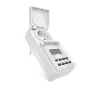 EMOS - Minuterie numérique d'extérieur - Prise Schuko IP44 - Minuterie extérieure avec Capuchon de Protection, 10 programmes, Protection Tactile Accrue, Batterie de Secours - Blanc
