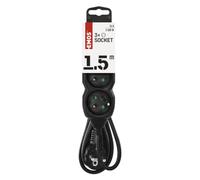 EMOS multiprise 1,5 m, 3 Prises françaises, intérieur, câble 1,5 m | 45°, noir, 250 V, isolation PVC