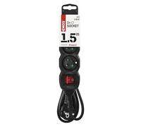 EMOS multiprise 1,5 m, 3 Prises françaises, Interrupteur, intérieur | 45°, noir, 250 V, 3680 W, isolation PVC