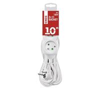EMOS multiprise 10 m, 3 Prises françaises, intérieur, câble 10 m | 45°, protection accrue, blanc, 250 V, 3680 W