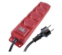 EMOS multiprise 10 m, 4 Prises françaises, Interrupteur, IP44 extérieur | prises 45°, 250 V, 3680 W, avec couvercle