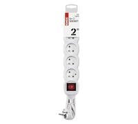 EMOS multiprise 2 m, 5 Prises françaises, Interrupteur, intérieur | 45°, blanc, 250 V, isolation PVC