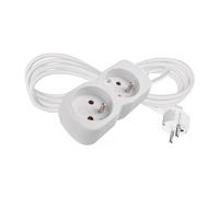 EMOS - Multiprise 2X 2m - 2 Prises French à 45° - 250 V, 16 A, 3680 W - Isolation PVC Haute qualité - H05VV-F3G 1,0 mm2 - Protection renforcée Contre Les Contacts accidentels - IP20 intérieur - Blanc