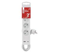 EMOS - Multiprise 3 Prises avec Charge USB et 2m de câble 1,5 mm2 - Multiprise avec Interrupteur 3X Prise, 1x USB C, 1x USB A - Convient au Montage Mural - IP20 pour l'intérieur - Blanc