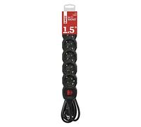 EMOS Multiprise 6 Prises avec Interrupteur, câble de 150 cm, Noir, Prises pivotées à 45°, Section 1,5 mm2, multiprise Schuko avec Protection de Contact Accrue, IP20 pour intérieur