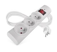 EMOS - multiprise parafoudre avec LED, 3 Prises françaises 45°, câble 1,5m, Interrupteur, sécurité Enfants, 2300W/10A, PVC, intérieur, Blanc