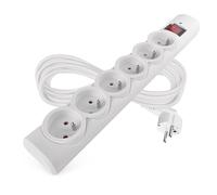 EMOS - multiprise parafoudre avec LED, 6 Prises françaises 45°, câble 5m, Interrupteur, sécurité Enfants, 2300W/10A, PVC, intérieur, Blanc