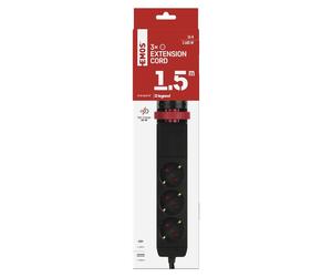 EMOS multiprise verticale 3-fois avec 2x USB-A + 1x USB-C-charge rapide, avec pince de table et interrupteur, 1,5m de câble 1,5 mm2, pour l'intérieur, P1321PD