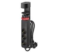 EMOS Multiprise Verticale 3 Prises avec 2 Ports USB-A et 1 Port USB-C, Charge Rapide USB, multiprise avec Pince de Table et Interrupteur, câble de 1,5 m 1,5 mm², Protection de Contact Accrue, pour