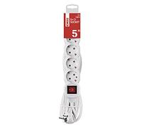 EMOS P1525 R Bloc multiprise 5 Prises avec Interrupteur 5 m câble Blanc Rotatif 45° 1,5 mm multiprise avec sécurité Enfant IP20 pour Usage intérieur 3680 W 250 V