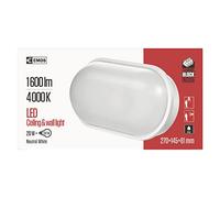 Emos Plafonnier LED, ovale, blanc, 20 W, lumière blanche neutre, 270 x 145 x 81 mm