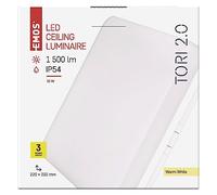 EMOS Plafonnier LED Tori étanche 15 W pour salle de bain extérieur et intérieur 1250 lm Lampe carrée pour couloir salle de bain Blanc chaud 3000 K 22 cm