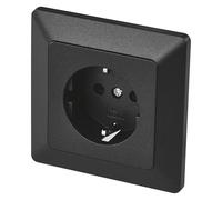 EMOS - Prise Schuko avec protection de contact accrue - Montage encastré - 250 V, 16 A - Prise simple avec intérieur - IP20 pour l'intérieur - Anthracite