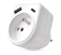 EMOS - Prise Simple avec Port USB-A et USB-C, Max. 3 A/15 W - Adaptateur de Prise pour l'intérieur (IP20) - Blanc - 250V/16 A/3680 W