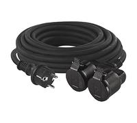 EMOS Rallonge avec 2 prises Schuko 15 m Double rallonge Câble en caoutchouc pour l'extérieur, IP44, H05RR-F3G 1,5 mm²