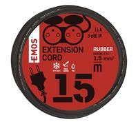EMOS rallonge IP44 15 m, 2 Prises françaises, extérieur, 16 A 3680 W | étanche, résistante aux chocs, noir