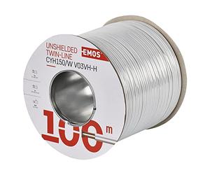 EMOS S8291 Lot de 100 câbles bidirectionnels non blindés 2 x 1,5 mm Blanc