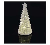 EMOS Sapin de Noël LED en céramique blanche - Décoration lumineuse avec bonhommes de neige et effets d'étoiles - Pour l'intérieur - Lumière blanche chaude - Fonctionne avec 2 piles AA non incluses