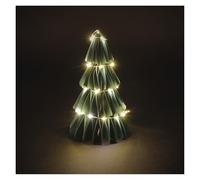 EMOS - Sapin de Noël LED en Papier, 15 cm - Pliable - Guirlande Lumineuse 35 LED - Blanc Chaud - Minuterie 6/18 h - Fonctionne avec Piles (2 x AA) - Durée de Vie : 10 000 Heures - pour l'intérieur