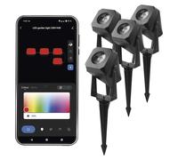 EMOS Smart éclairage de jardin avec piquet de terre, kit de démarrage 4 pièces, WiFi+App, RGBIC+CCT, dimmable, extensible, assistants vocaux, étanche, ZIW194R