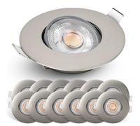 EMOS Spot LED Encastrable, 230V, 4.9W / 380lm, 50° orientable, Plafonnier LED encastré, blanc chaud 3000K, Lot de 12 Spots de plafond pour l'intérieur, extra plat, ronde, nickel